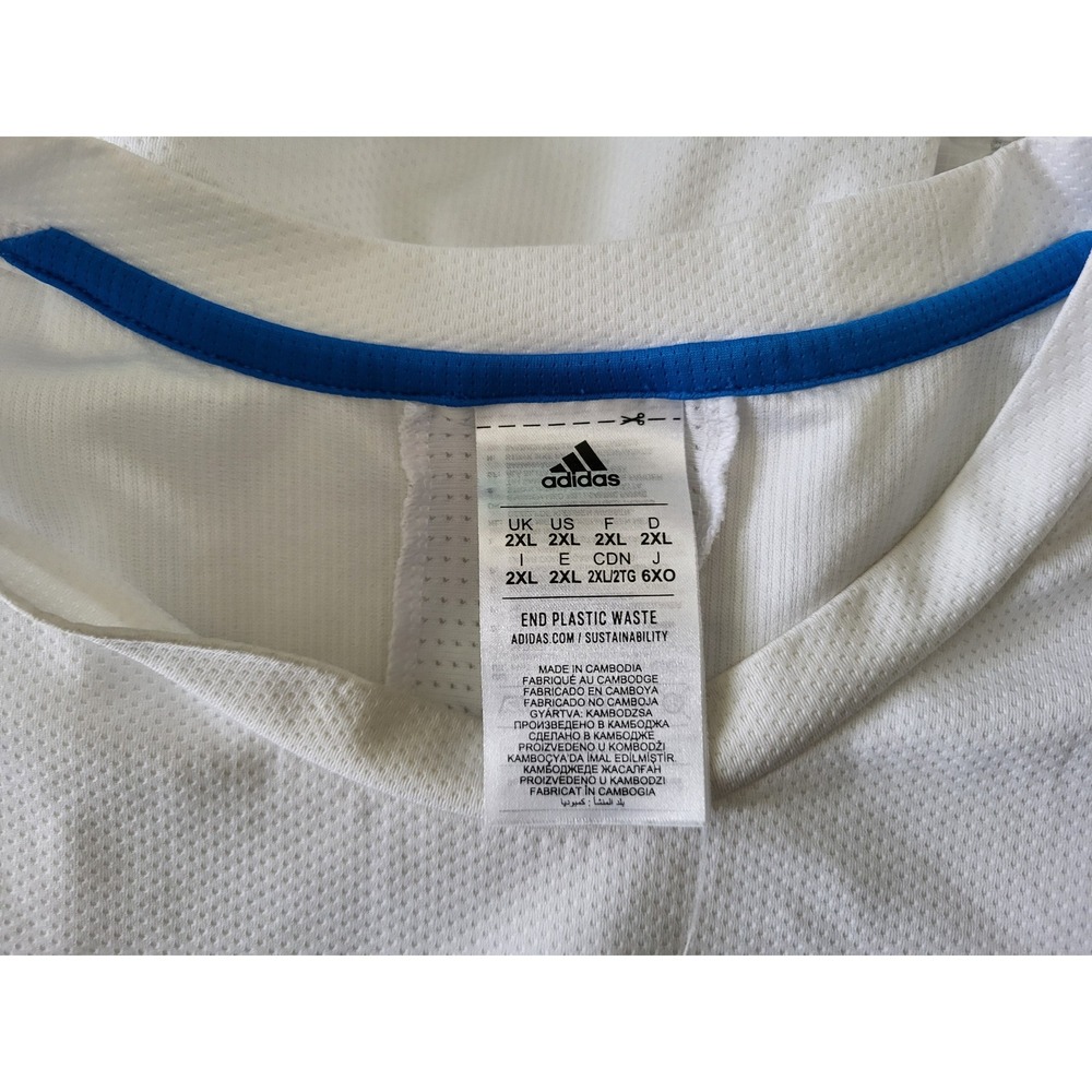 Adidas Aeroready Soccer Workout Jersey Shirt Mens 2XL White Athletic - Picture 7 of 7